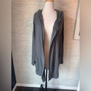 Joan Vass Charcoal Women's Cardigan with pockets. Sz XL